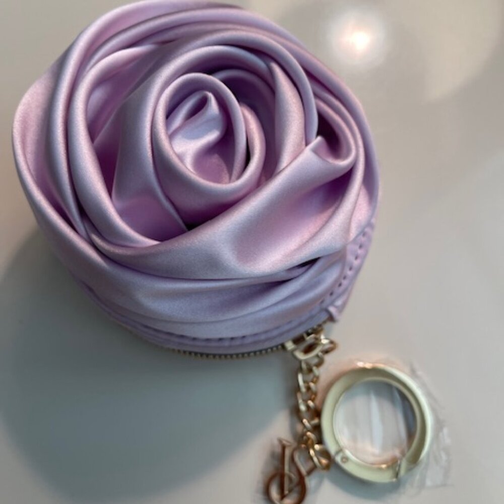 Victoria's Secret Lavender Rose Coin Purse with Gold Hardware